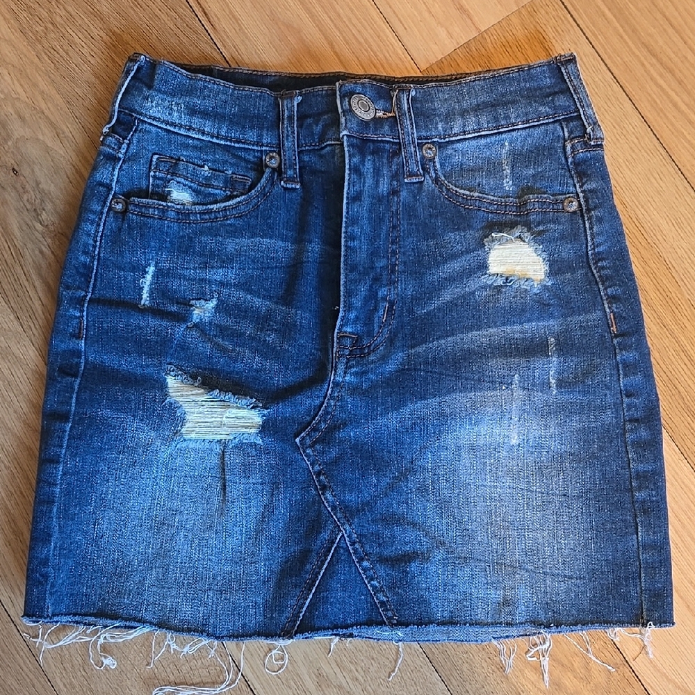 Aeropostale High Rise Distressed Denim Skirt sz 000